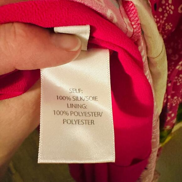 Tanya Taylor Women's Pink Silk Luciana Print Ruffle Midi Dress Size 8 - Picture 6 of 10